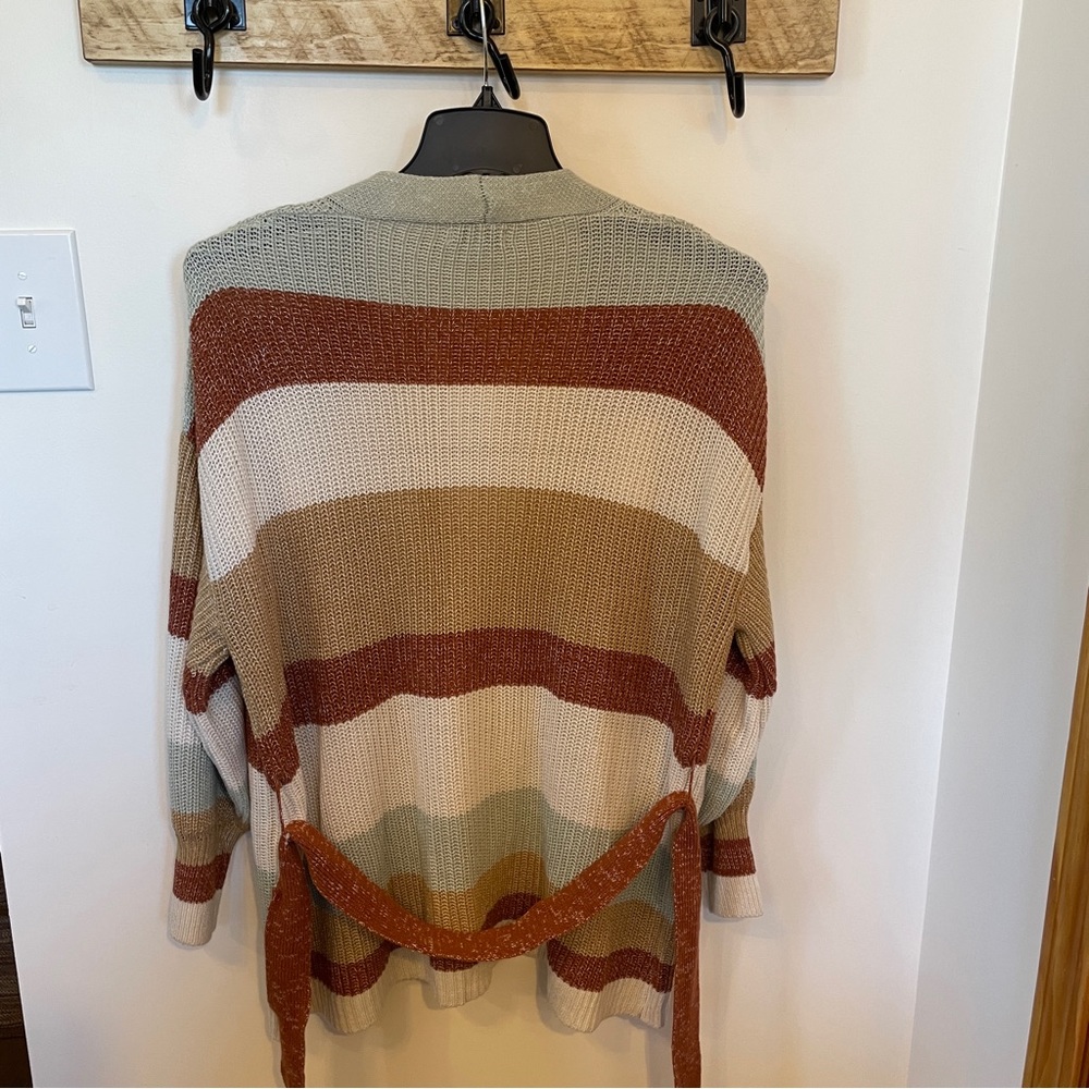 Women's Large Colorblock Long Sleeve Sweater Open Front Cardigan Nine West $50 - Picture 5 of 10